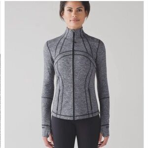 Lululemon full zipper track Gray define Jacket flop sleeve vent back size 6/8